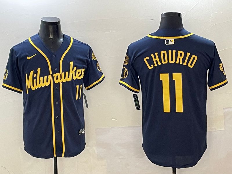 Men Milwaukee Brewers #11 Chourio Blue Fashion 2025 Nike MLB Jersey style 5